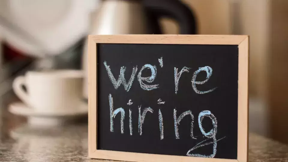 We're hiring sign in coffee shop